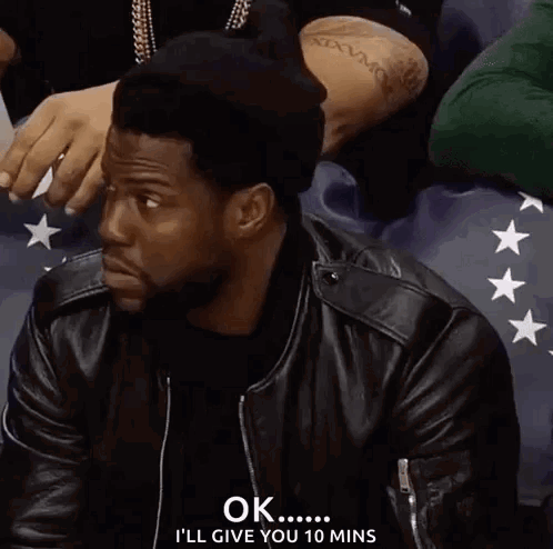 A Man Wearing A Black Hat And A Black Leather Jacket Says Ok I 'Ll Give You 10 Mins GIF