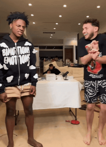 A Man Wearing A Black Hoodie That Says Emotions On It GIF