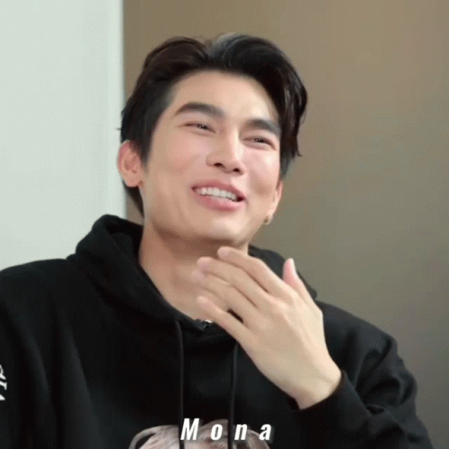 A Man Wearing A Black Hoodie With The Word Mona On The Bottom GIF