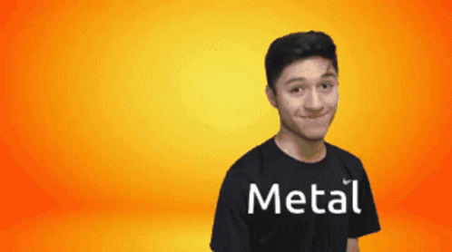 A Man Wearing A Black Shirt That Says Metal GIF