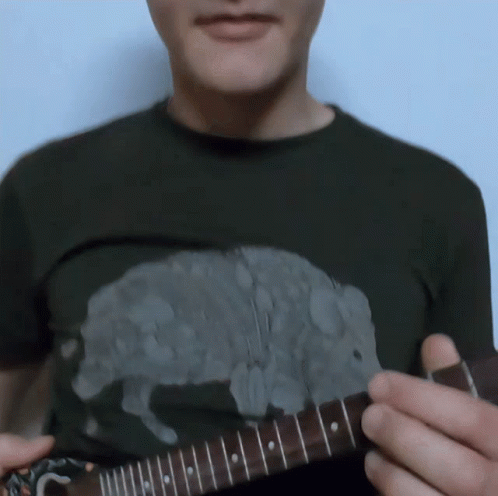 Man Playing Guitar With Pig Shirt GIF