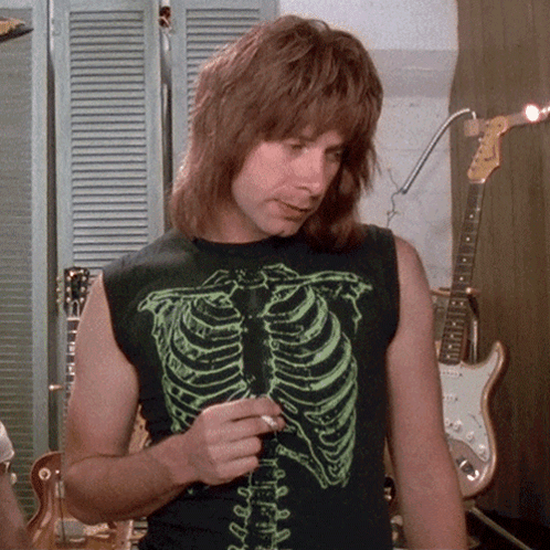 A Man Wearing A Black Shirt With A Skeleton Design On It GIF