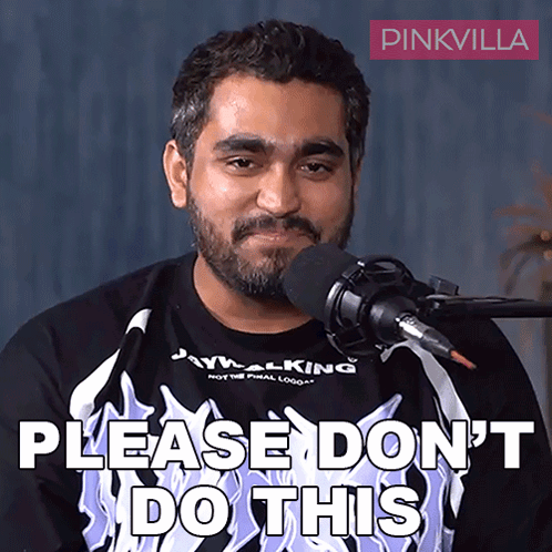A Man Wearing A Black Shirt With Flames On It Says Please Don T Do This GIF