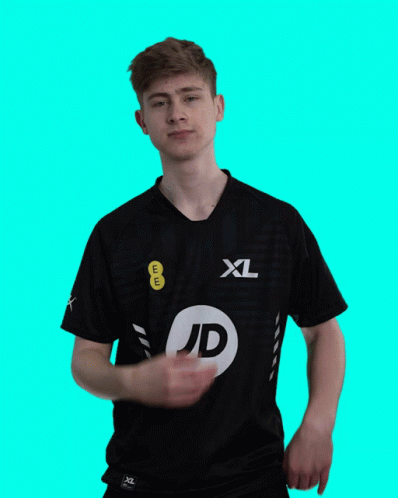 A Man Wearing A Black Xl Shirt Applauds GIF