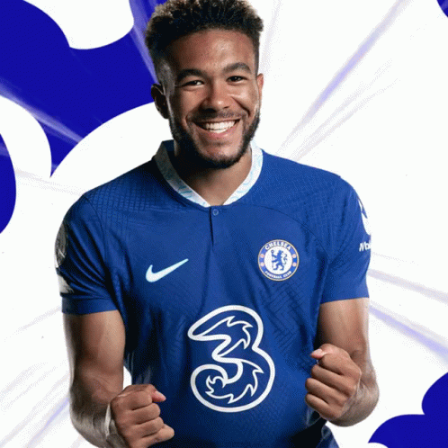 A Man Wearing A Blue Chelsea Jersey With The Number 3 On It GIF