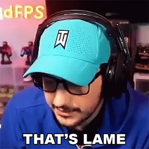 A Man Wearing A Blue Hat And Headphones Says That 'S Lame GIF