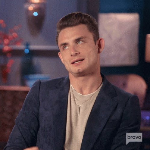 A Man Wearing A Blue Jacket And A Bravo Logo On His Speech Bubble GIF
