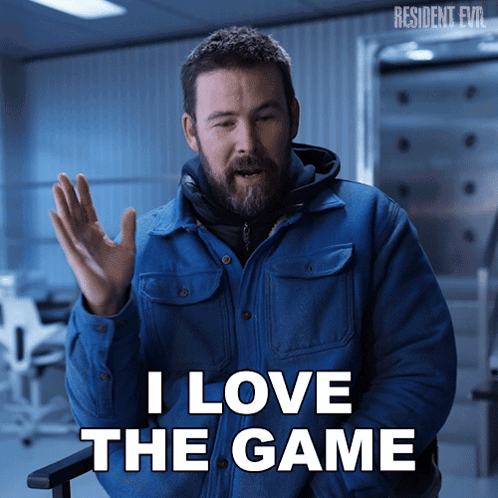 A Man Wearing A Blue Jacket Says I Love The Game GIF