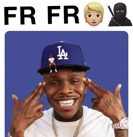 A Man Wearing A Blue La Hat With A Man Sitting On It GIF
