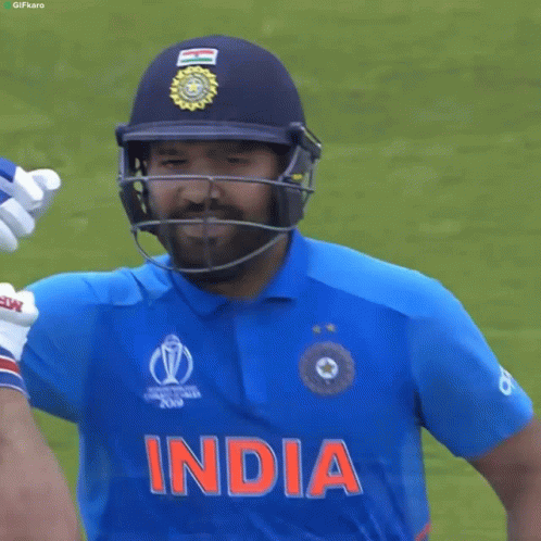 A Man Wearing A Blue Shirt That Says India GIF