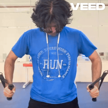 A Man Wearing A Blue Shirt That Says Run GIF