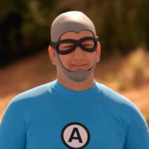 A Man Wearing A Blue Shirt With The Letter A On The Front GIF