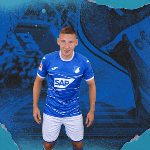 A Man Wearing A Blue Shirt With The Number 3 On The Back GIF