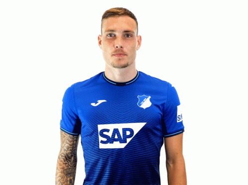 A Man Wearing A Blue Shirt With The Word Sap On The Front GIF