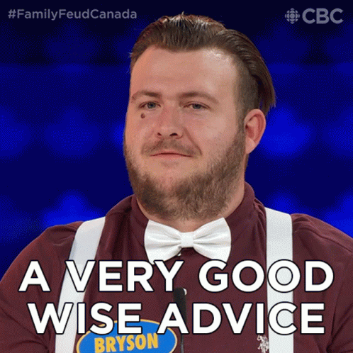 A Man Wearing A Bow Tie And Suspenders Says " A Very Good Wise Advice " GIF
