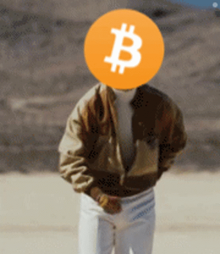 Man With Bitcoin Face GIF