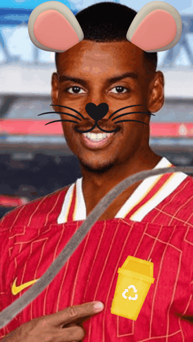 A Man Wearing A Cat Mask And A Yellow Trash Can GIF