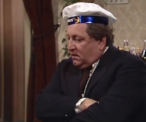 A Man Wearing A Chef Hat With The Word Men On It GIF