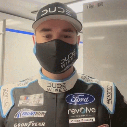 A Man Wearing A Dude Wipes Mask And A Hat GIF