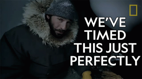A Man Wearing A Fur Coat And A Hat Says We 'Ve Timed This Just Perfectly GIF