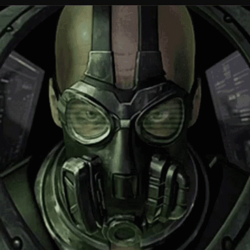A Man Wearing A Gas Mask And Goggles Looks Out A Window GIF