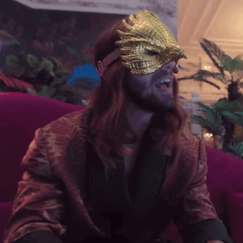 A Man Wearing A Gold Mask With The Words Kinda Seems Like More Of A GIF