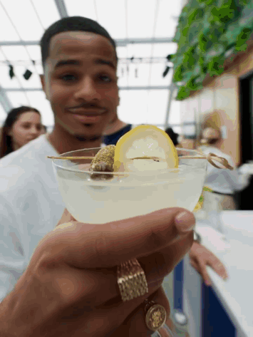 Man Holding Martini With Lemon Slice GIF