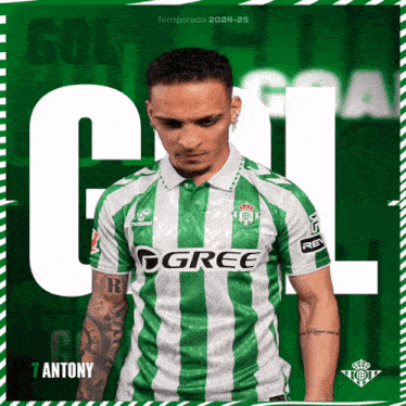A Man Wearing A Green And White Striped Gree Shirt GIF