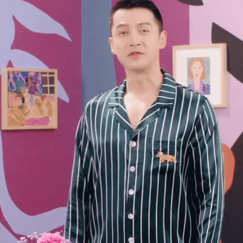 A Man Wearing A Green And White Striped Shirt With A Fox On The Front GIF