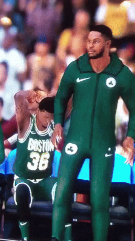A Man Wearing A Green Boston 36 Jersey GIF