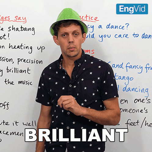 Green Hat Man With Brilliant On White Board GIF