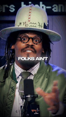 A Man Wearing A Hat And A Green Jacket Says Folks Ain T GIF