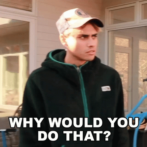 A Man Wearing A Hat And A Hoodie Is Asking Why Would You Do That GIF