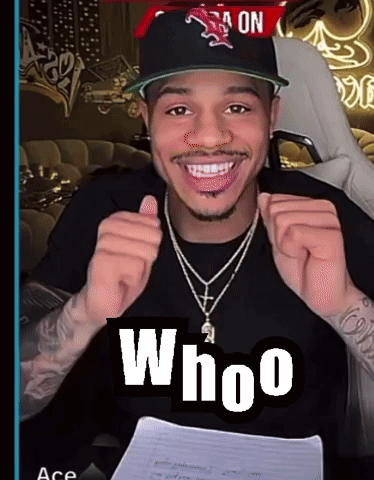 A Man Wearing A Hat And A Necklace With The Words Whoo On The Bottom GIF