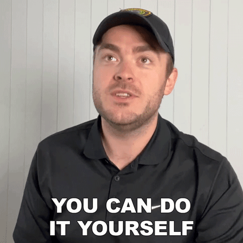 A Man Wearing A Hat And A Shirt That Says You Can Do It Yourself GIF