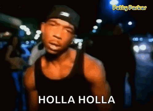 A Man Wearing A Hat And A Tank Top Says Holla Holla In A Video GIF