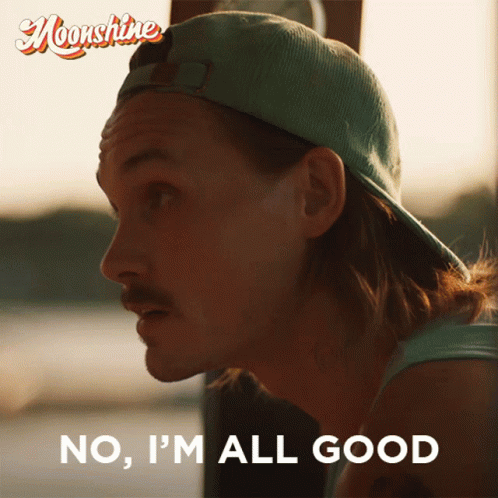 A Man Wearing A Hat And A Tank Top Says No I 'M All Good GIF