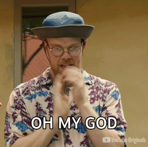 A Man Wearing A Hat And Glasses Is Saying " Oh My God " GIF