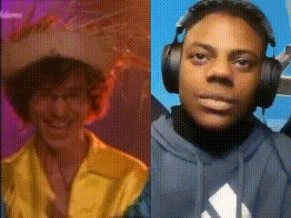 a man wearing a hat and headphones is next to a man wearing a hoodie