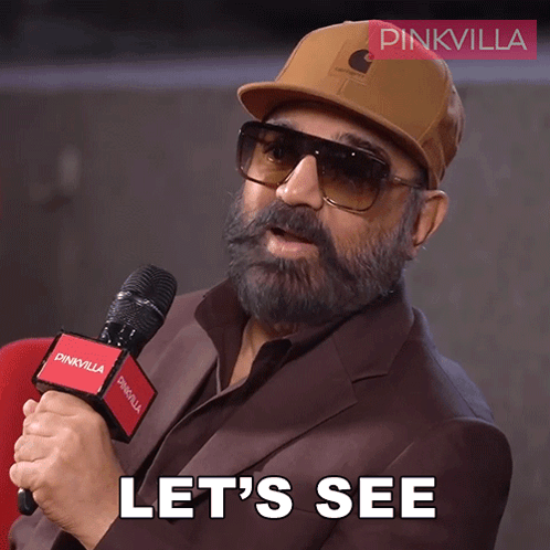 A Man Wearing A Hat And Sunglasses Holds A Microphone And Says " Let 'S See " GIF