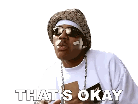 a man wearing a hat and sunglasses is saying that 's okay