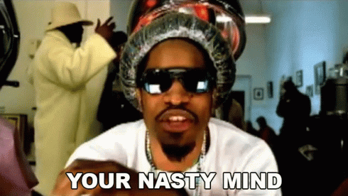 A Man Wearing A Hat And Sunglasses Says Your Nasty Mind GIF