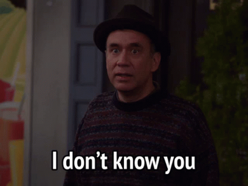 A Man Wearing A Hat And Sweater Says I Don 'T Know You GIF