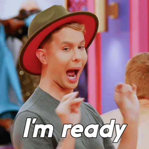 A Man Wearing A Hat Says I 'M Ready With His Mouth Open GIF