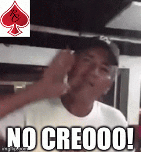 A Man Wearing A Hat Says " No Creoooo " GIF