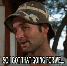 A Man Wearing A Hat Says So I Got That Going For Me ... GIF