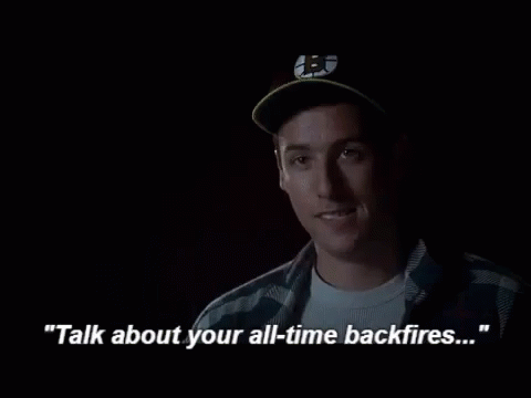 A Man Wearing A Hat Says " Talk About Your All-Time Backfires ... " GIF