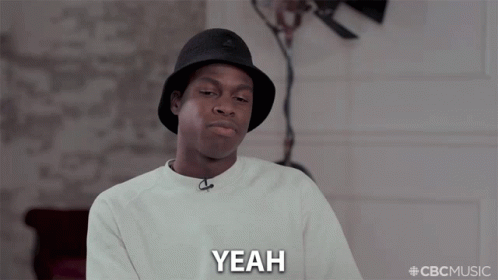 A Man Wearing A Hat Says Yeah In Front Of A Cbc Music Logo GIF