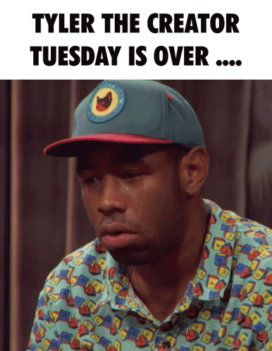 A Man Wearing A Hat That Says Tyler The Creator On It GIF