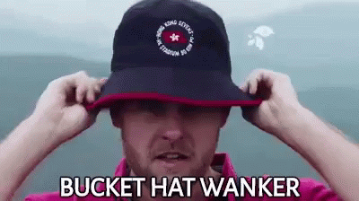 Man Wearing Bucket Hat Wanker Text GIF